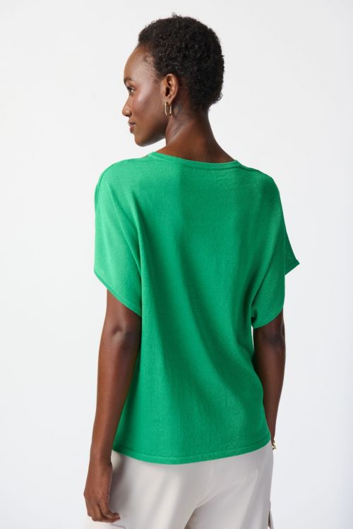 Joseph Ribkoff Island Green Sweater With Cutout Neckline Style 241915