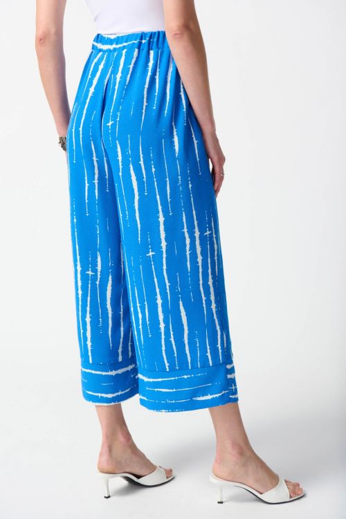 Joseph Ribkoff Blue/White Abstract Print Culotte Pants Style 242047