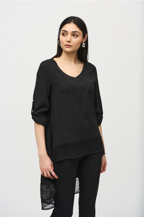 Joseph Ribkoff Black High Low Flare Top Style 242066