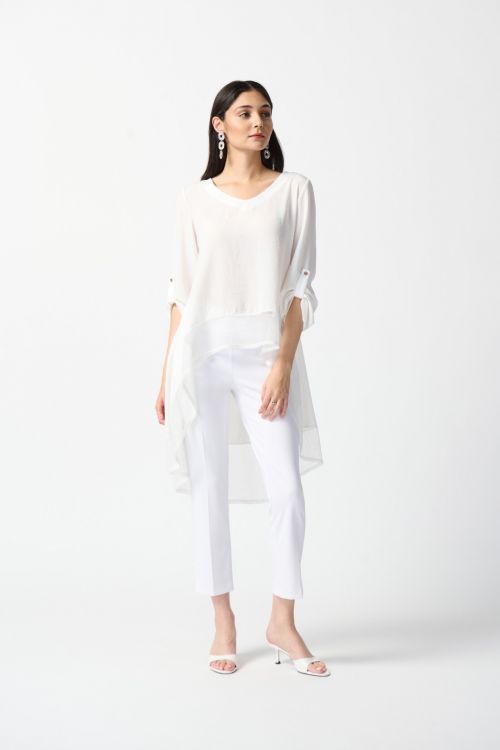 Joseph Ribkoff White High Low Flare Top Style 242066