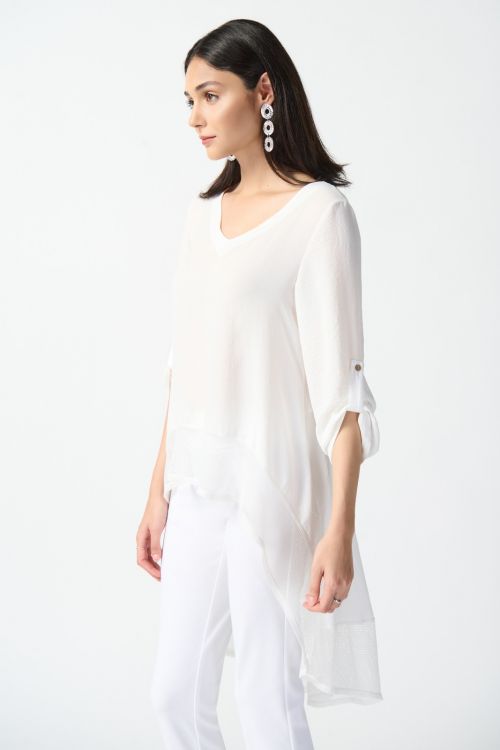 Joseph Ribkoff White High Low Flare Top Style 242066