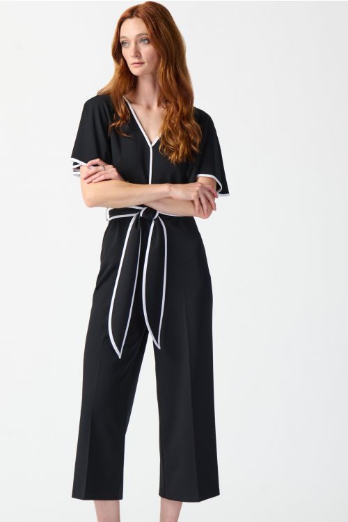 Joseph Ribkoff Black/Vanilla Belted Jumpsuit Style 242082