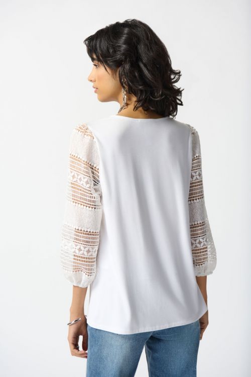 Joseph Ribkoff Vanilla Bamboo Jersey And Guipure Top Style 242086