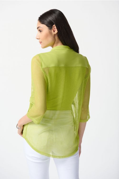 Joseph Ribkoff Key Lime Mesh And Silky Knit Straight Jacket Style 242102