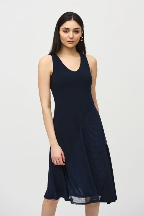 Joseph Ribkoff Midnight Blue Asymmetrical Sleeveless Dress Style 242110