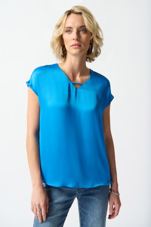 Joseph Ribkoff French Blue Short Sleeve Top Style 242123