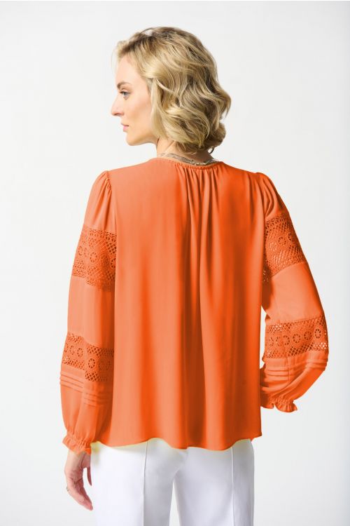 Joseph Ribkoff Mandarin Georgette Puff Sleeve Top Style 242124