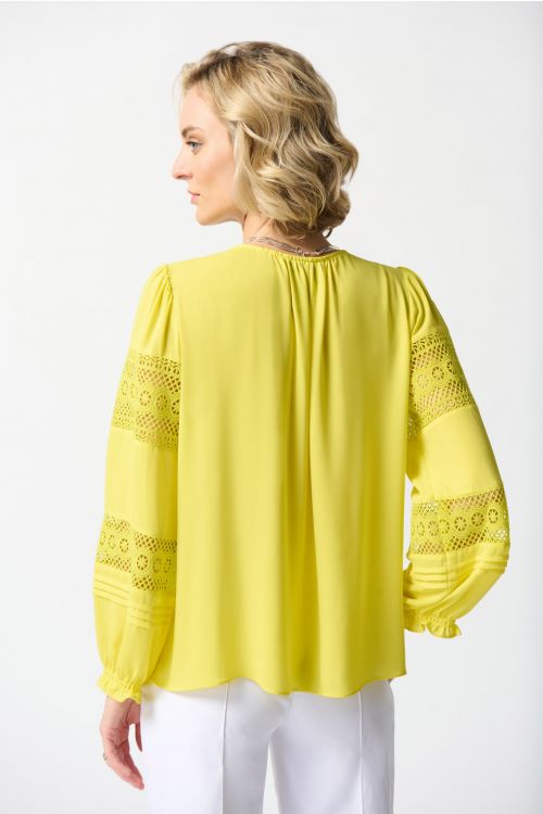 Joseph Ribkoff Sunlight Georgette Puff Sleeve Top Style 242124