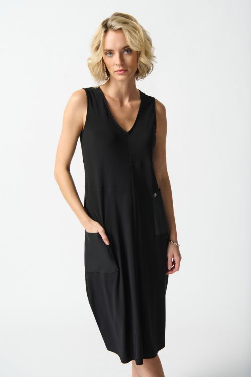 Joseph Ribkoff Black Cocoon Dress with Pockets Style 242161