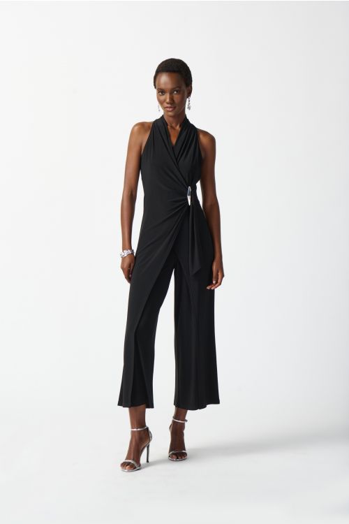 Joseph Ribkoff Black Wrap Culotte Jumpsuit Style 242197