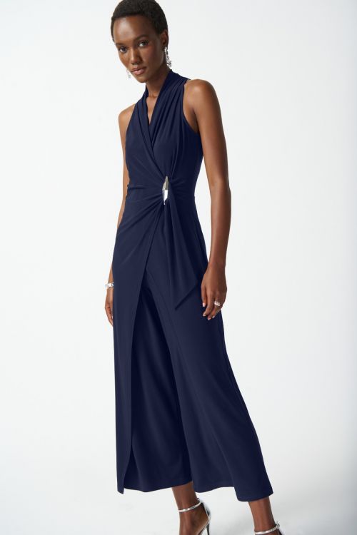 Joseph Ribkoff Midnight Blue Wrap Culotte Jumpsuit Style 242197