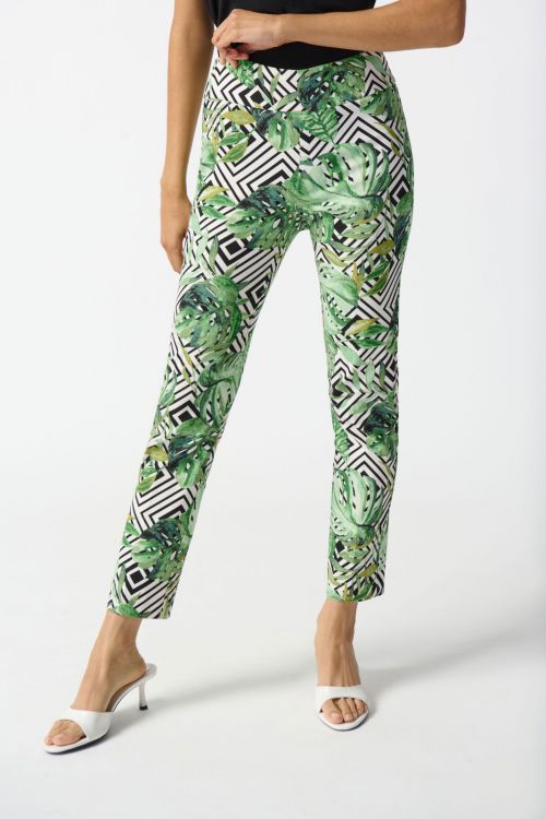 Joseph Ribkoff Vanilla/Multi Abstract Print Crop Pants Style 242223