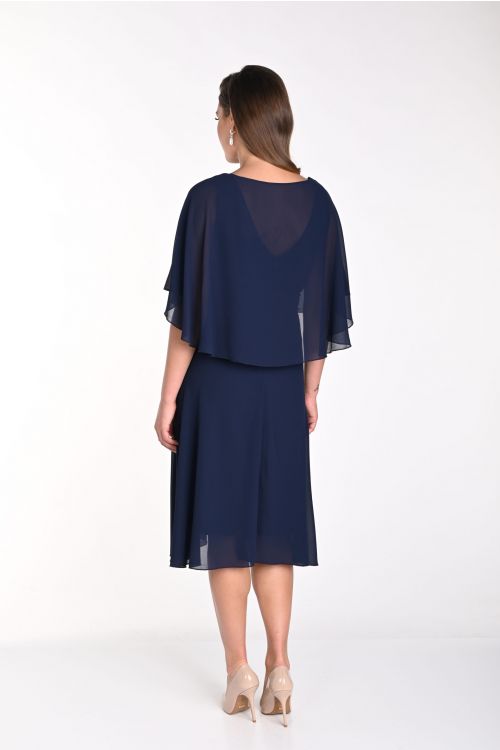 Frank Lyman Midnight Blue Dress with Floral Lace Detail Style 242301U