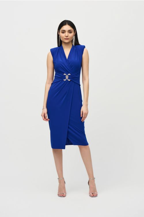 Joseph Ribkoff Royal Sapphire Sleeveless Wrap Dress Style 242711