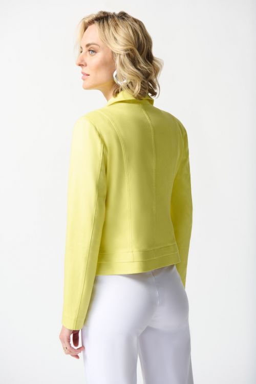 Joseph Ribkoff Yellow Foiled Suede Fitted Jacket Style 242908