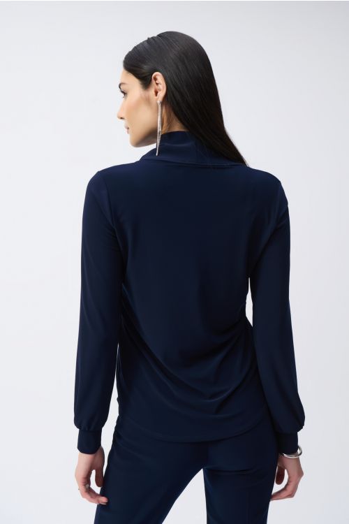 Joseph Ribkoff Midnight Blue Straight Cowl Collar Top Style 243063