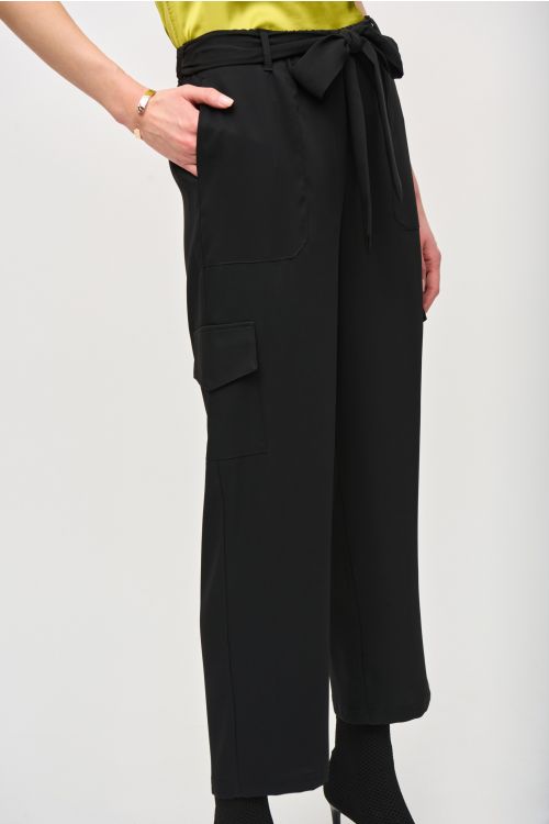 Joseph Ribkoff Black Stretch Pull-On Cargo Pants Style 243077