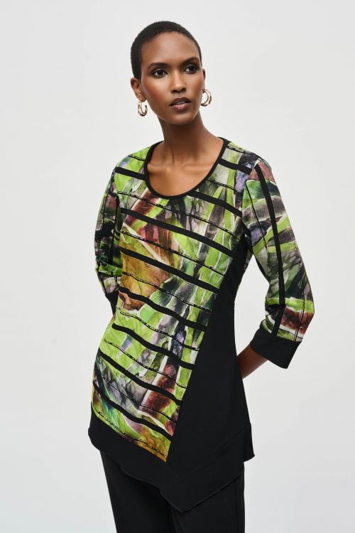 Joseph Ribkoff Black/Multi Abstract Print Tunic Style 243112