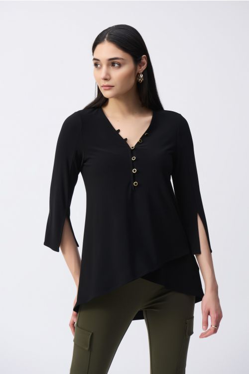 Joseph Ribkoff Black Flared V-Neck Tunic Style 243122