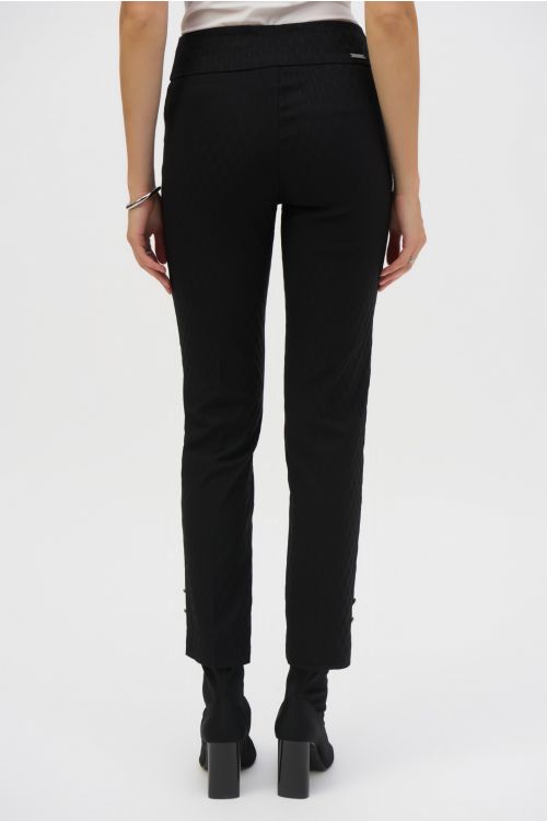 Joseph Ribkoff Black Textured Jacquard Pull-On Pants Style 243129