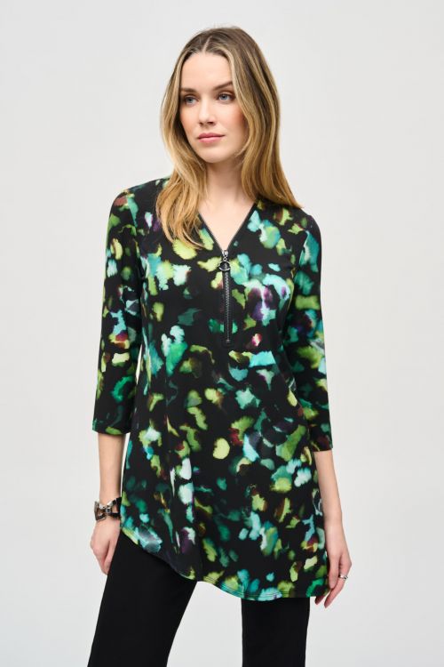 Joseph Ribkoff Black/Multi Abstract Print Tunic Style 243134