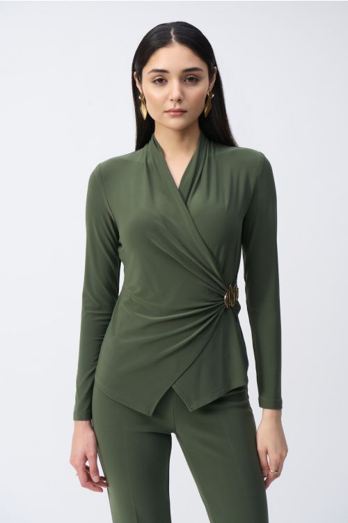 Joseph Ribkoff Iguana Fitted Wrap Top Style 243152