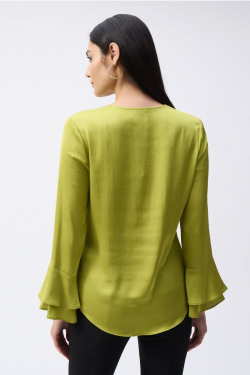 Joseph Ribkoff Wasabi Boxy Top With Ruffled Sleeves Style 243285