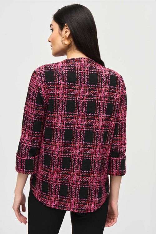 Joseph Ribkoff Black/Multi Plaid Print Swing Jacket Style 243296