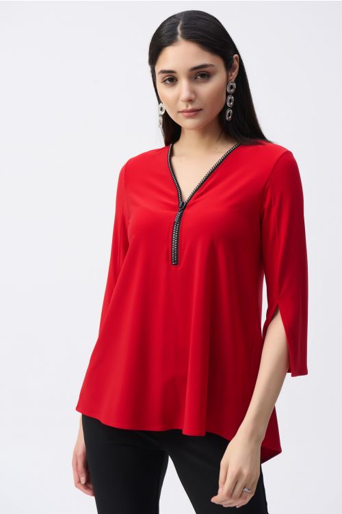 Joseph Ribkoff Lipstick Red Fit and Flare Tunic Style 243314