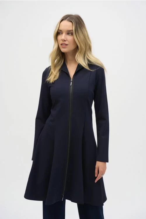 Joseph Ribkoff Midnight Blue Heavy Knit Long Flared Coat Style 243330