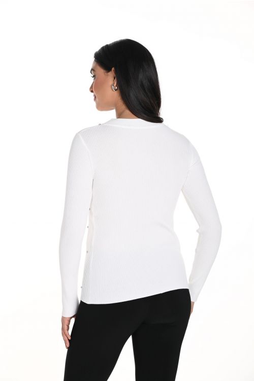 Frank Lyman White Sweater Top with Rhinestones Style 243463U