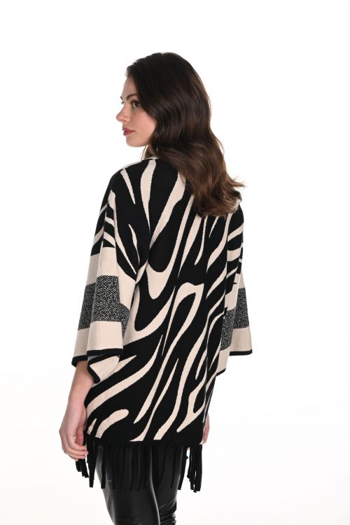 Frank Lyman Black/Tan Animal Print Cover-Up Style 243535U