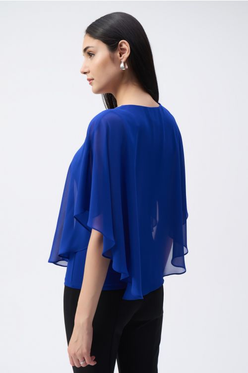 Joseph Ribkoff Royal Sapphire Chiffon Poncho Top Style 243707