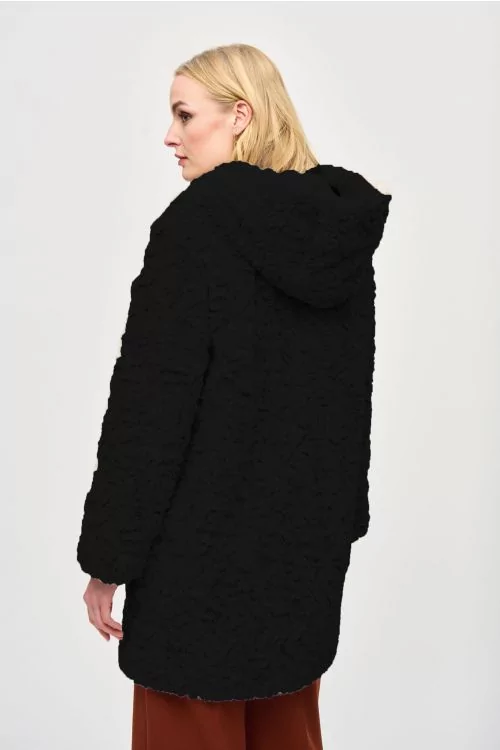 Joseph Ribkoff Reversible Faux Fur Black Coat Style 243903