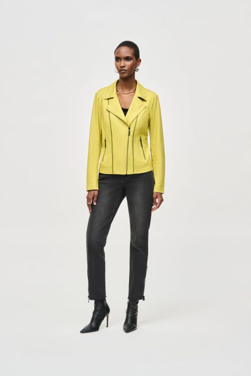 Joseph Ribkoff Wasabi Foiled Knit Moto Jacket Style 243905