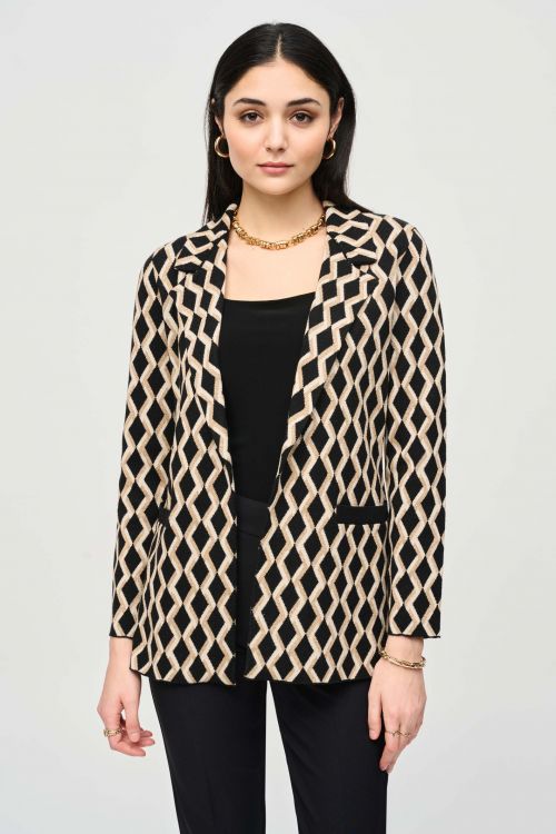 Joseph Ribkoff Black/Gold Geometric Print Blazer Style 243929