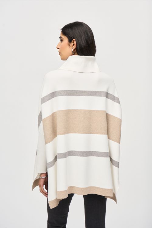 Joseph Ribkoff Vanilla/Oatmeal Melange/Grey Sweater Knit Poncho Style 243951