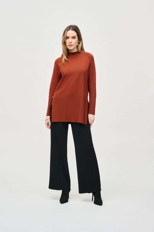 Joseph Ribkoff Cinnamon Sweater Knit Mock Neck Tunic Style 243956