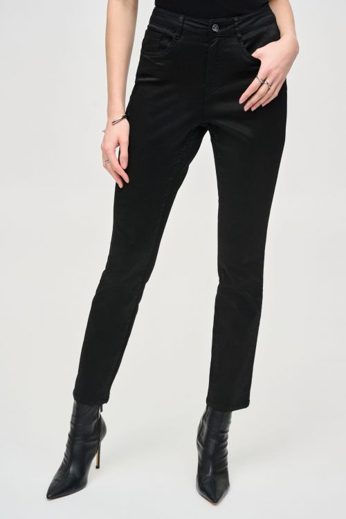 Joseph Ribkoff Black Foiled Print Denim Pant Style 243959