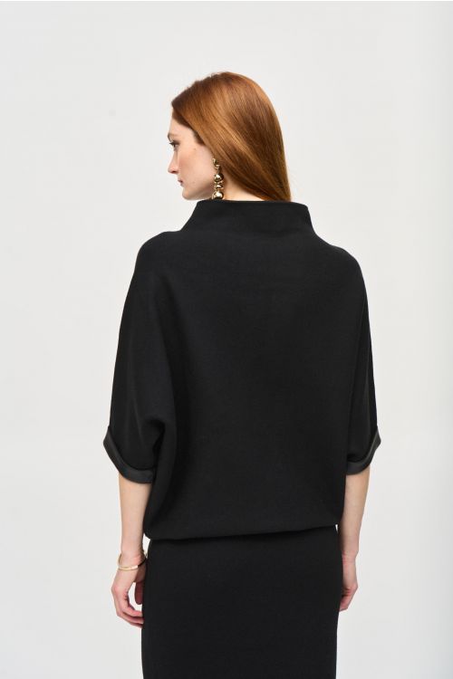 Joseph Ribkoff Black Sweater Knit Funnel Neck Top Style 243966