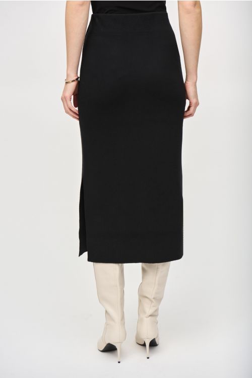 Joseph Ribkoff Black Sweater Knit Midi Skirt Style 243967