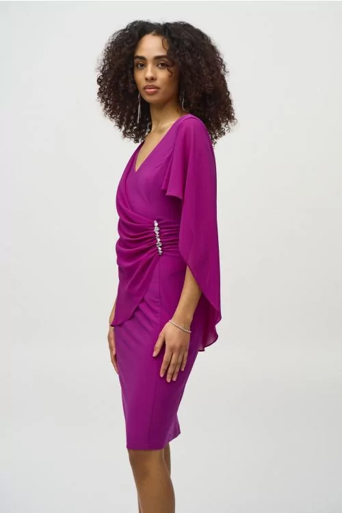 Joseph Ribkoff Empress Silky Knit and Chiffon Sheath Dress Style 244017