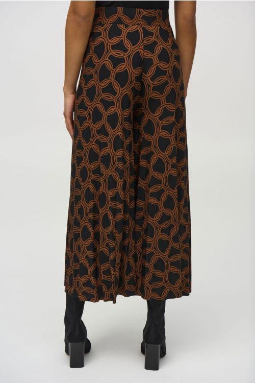 Joseph Ribkoff Black/Chestnut Chain Print Culotte Pants Style 244049