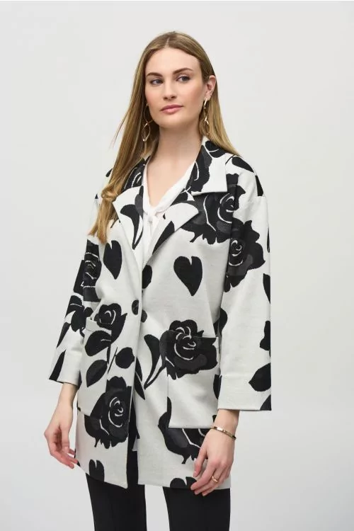 Joseph Ribkoff Off-White/Multi Floral Print Coat Style 244099