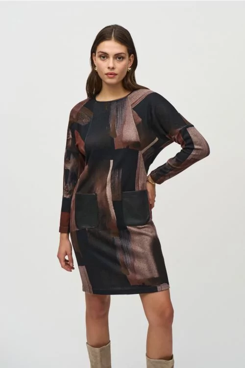 Joseph Ribkoff Multi Abstract Print Dress Style 244123