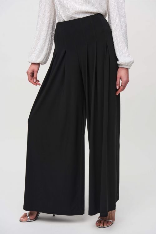 Joseph Ribkoff Black Wide-Leg Pull-On Pants Style 244151