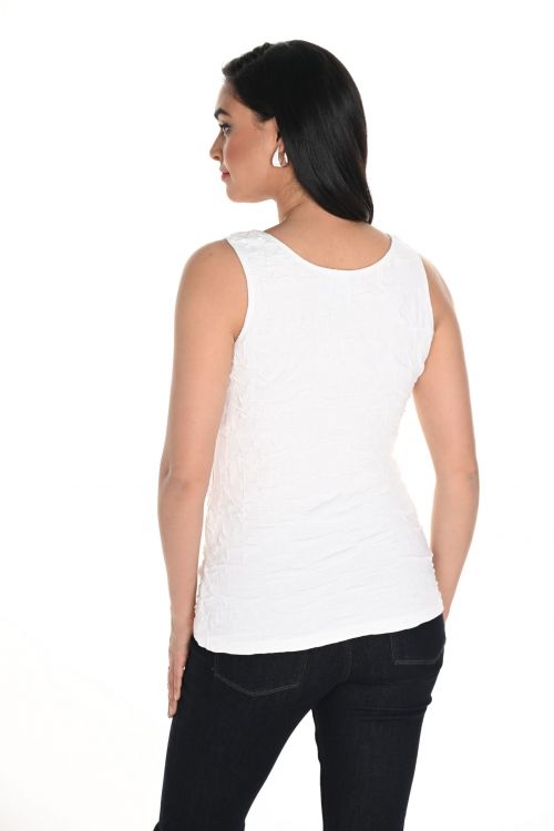 Frank Lyman Off-White Textured Sleeveless Top Style 244165