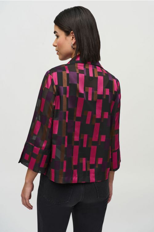 Joseph Ribkoff Black/Multi Geometric Print Swing Jacket Style 244166