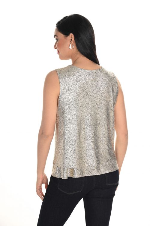 Frank Lyman Gold Layered V-Neck Sleeveless Top Style 244181