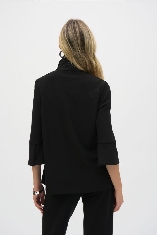 Joseph Ribkoff Black Shirred Collar Trapeze Jacket Style 244196